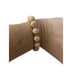 flower fimo clay bead bracelet